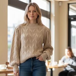 Express Taupe with Gold Sequins Sweater